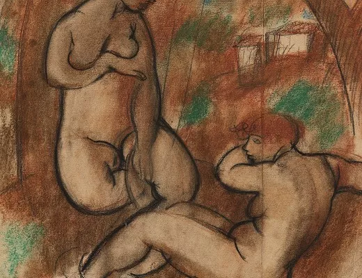 Baigneuses dans un paysage